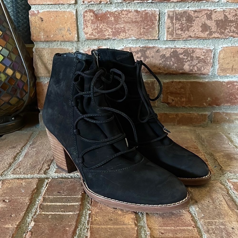 Sam Edelman Millard Black Leather Heeled Booties